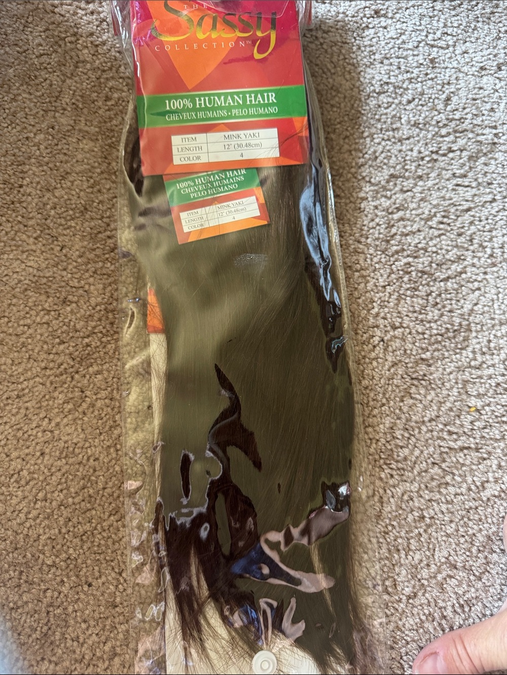 NWT Sassy Collection 100% Human Hair Mink Yaki - Dark Brown 12”